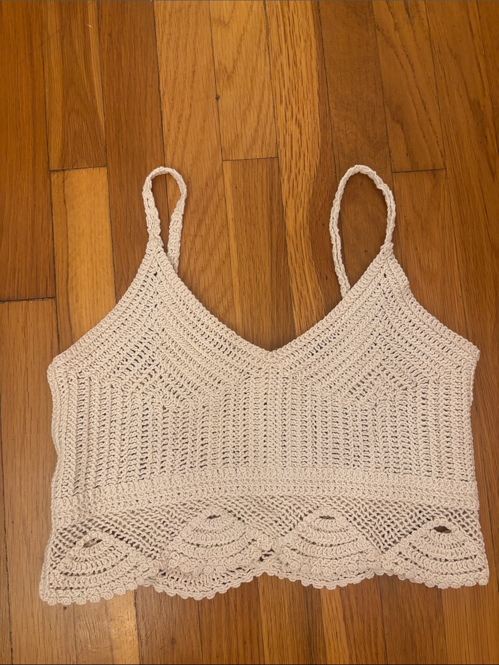 H&M beige Crochet Spaghetti Strap Tank Top